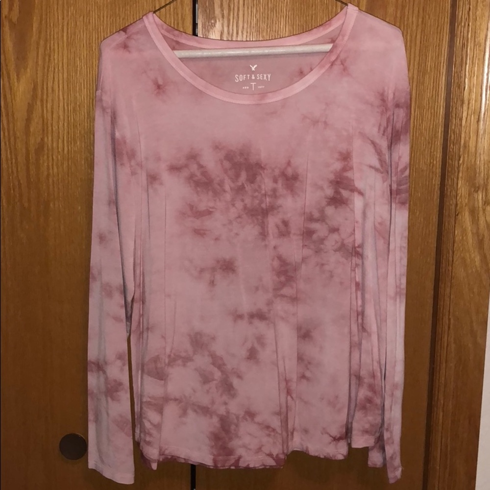 Pink tie dye long sleeve shirt